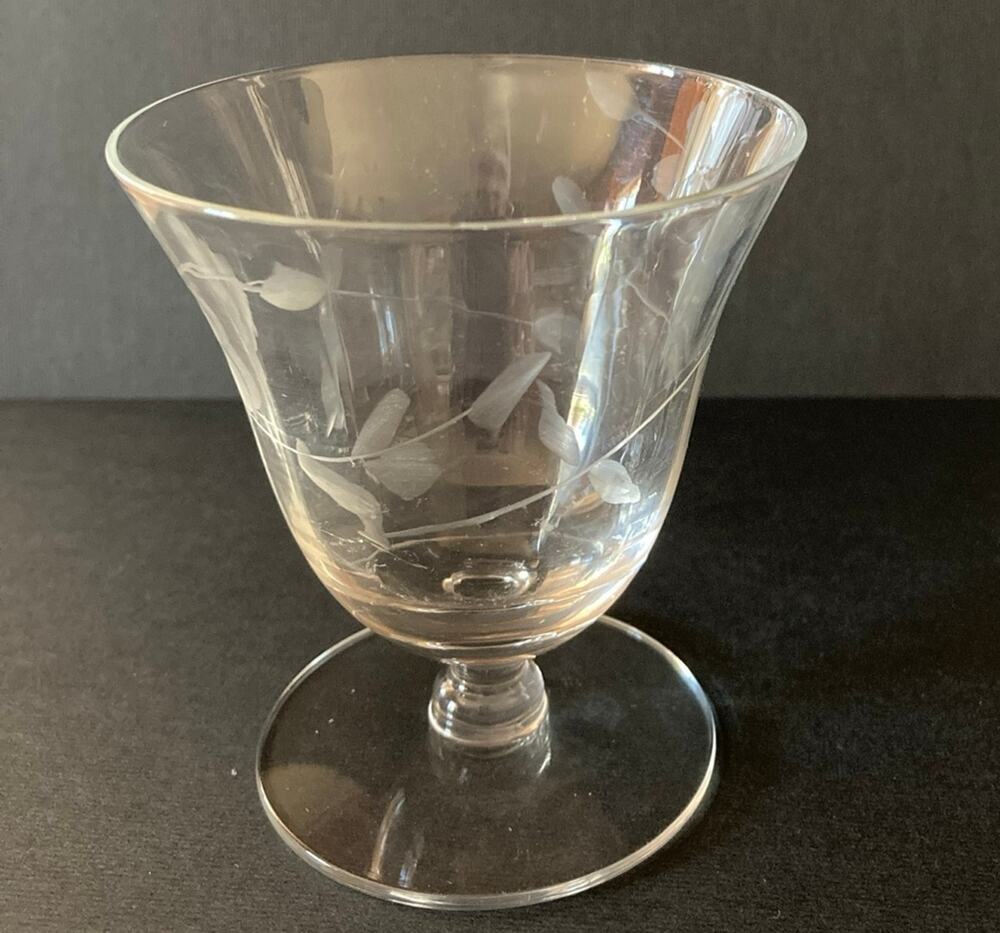 Small stemmed etched glass